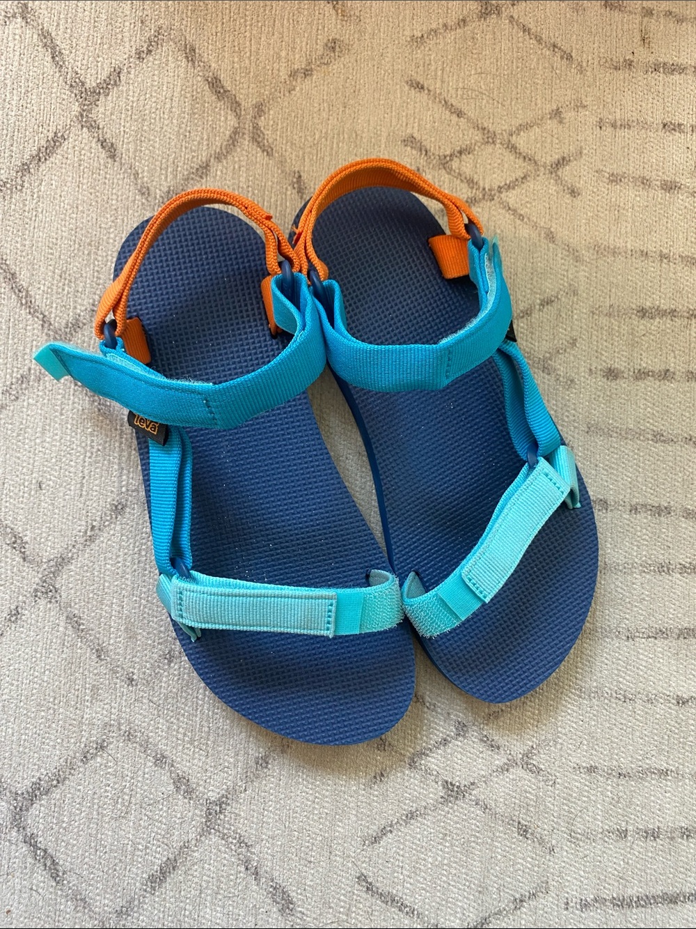 Teva Kids Navy and Turquoise Sandals with Orange Accents